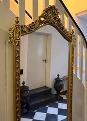 Casa Padrino console miroir baroque avec dessus en marbre or / gris - Magnifique console baroque avec miroir - Meuble armoire style baroque - Meuble baroque