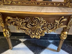 Casa Padrino console miroir baroque avec dessus en marbre or / gris - Magnifique console baroque avec miroir - Meuble armoire style baroque - Meuble baroque