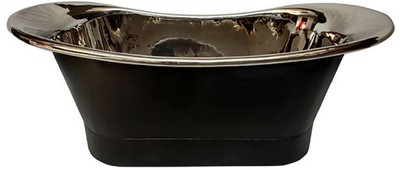 Vasca da bagno autoportante in rame retrò Art Nouveau di lusso nero argento