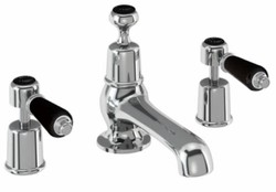 Casa Padrino mitigeur de lavabo de luxe à trois trous argent / noir - Robinet de lavabo de salle de bain de luxe - Accessoires de salle de bain