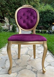 Casa Padrino luxury baroque dining chair purple / gold - Handmade antique style chair with fine velvet - Dining room furniture in baroque style - Baroque furniture - Baroque furnishings