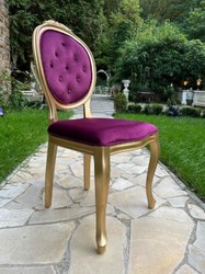 Casa Padrino luxury baroque dining chair purple / gold - Handmade antique style chair with fine velvet - Dining room furniture in baroque style - Baroque furniture - Baroque furnishings