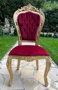 Luxus Barock Esszimmer Stuhl Bordeauxrot Gold