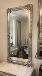 Casa Padrino specchio barocco argento - Specchio da parete rettangolare in stile barocco - Specchio per guardaroba barocco fatto a mano - Magnifici mobili barocchi - Interni barocchi