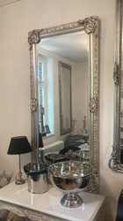 Casa Padrino specchio barocco argento - Specchio da parete rettangolare in stile barocco - Specchio per guardaroba barocco fatto a mano - Magnifici mobili barocchi - Interni barocchi
