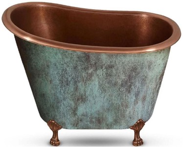 Vasca da bagno autoportante in rame retrò Art Nouveau di lusso