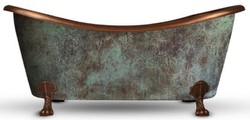 Vasca da bagno autoportante in rame retrò Art Nouveau di lusso