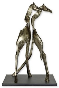 Casa Padrino luxury aluminum decorative sculpture giraffes silver / black 42.3 x 22.4 x H. 64.2 cm - Abstract aluminum decorative figure - Living room decoration - Desk decoration
