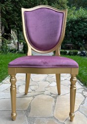 Casa Padrino luxury Art Deco velvet dining chair purple / gold - Art Deco solid wood chair - Art Deco dining room furniture - Art Deco furniture - Luxury furniture in Art Deco style
