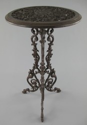 Casa Padrino Art Nouveau garden side table antique brown Ø 36 x H. 70 cm - Round metal garden table - Round flower table - Baroque & Art Nouveau garden furniture