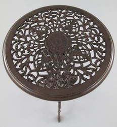 Casa Padrino Art Nouveau garden side table antique brown Ø 36 x H. 70 cm - Round metal garden table - Round flower table - Baroque & Art Nouveau garden furniture