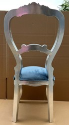 Casa Padrino chaise baroque pour femme bleu / argent - Chaise de style baroque fait main - Meubles de chambre de luxe de style baroque - Meubles baroques - Noble et magnifique