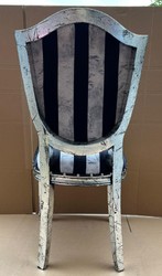 Casa Padrino chaise de salle à manger Art Déco argent / noir / argent antique - Chaise élégante en bois massif avec rayures - Meubles de Salle à Manger Art Déco