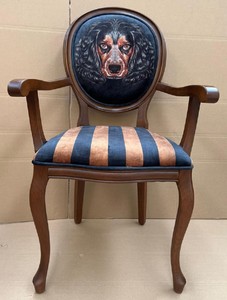 Casa Padrino chaise de salle à manger baroque de luxe noir / marron - Chaise de style antique fait main avec accoudoirs et tissu en velours fin - Mobilier de salle à manger baroque