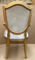 Casa Padrino chaise de salle à manger Art Déco de luxe gris / or - Chaise élégante en bois massif avec accoudoirs - Meubles de Salle à Manger Art Déco