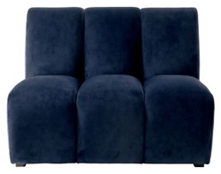 Casa Padrino elemento de sofá de terciopelo de lujo azul medianoche / negro 108,5 x 94,5 x A. 83 cm - Sofá de salón extensible - Muebles de salón - Muebles de lujo
