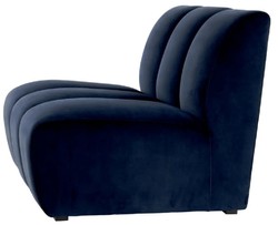 Casa Padrino elemento de sofá de terciopelo de lujo azul medianoche / negro 108,5 x 94,5 x A. 83 cm - Sofá de salón extensible - Muebles de salón - Muebles de lujo