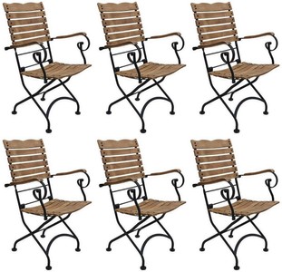 Casa Padrino Art Nouveau garden chair set of 6 with armrests brown / black 60 x 40 x H. 92 cm - Foldable garden chairs - Baroque & Art Nouveau gastronomy & garden furniture