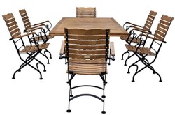Casa Padrino conjunto de 6 sillas de jardín Art Nouveau con reposabrazos marrón / negro 60 x 40 x A. 92 cm - Sillas de jardín plegables - Muebles de Gastronomía y de Jardín Art Nouveau