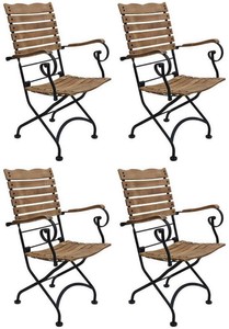 Casa Padrino Art Nouveau garden chair set of 4 with armrests brown / black 60 x 40 x H. 92 cm - Foldable garden chairs - Baroque & Art Nouveau gastronomy & garden furniture Casa Padrino Art Nouveau garden chair set of 4 with armrests brown / black 60 x 40 x H. 92 cm - Foldable garden chairs - Baroque & Art Nouveau gastronomy & garden furniture