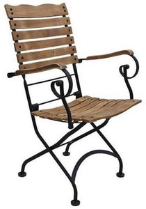 Casa Padrino silla de jardín Art Nouveau con reposabrazos marrón / negro 60 x 40 x A. 92 cm - Silla de jardín plegable - Muebles de Gastronomía y de Jardín Art Nouveau