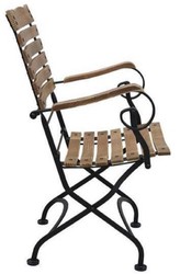 Casa Padrino Art Nouveau garden chair with armrests brown / black 60 x 40 x H. 92 cm - Foldable garden chair - Baroque & Art Nouveau gastronomy & garden furniture