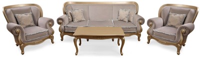 Casa Padrino Luxus Barock Wohnzimmer Sofa Grau / Gold - Handgefertigtes Barockstil Sofa - Prunkvolle Luxus Wohnzimmer Möbel im Barockstil - Barock Möbel
