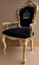 Pompöös by Casa Padrino luxury baroque dining room chair with armrests black / gold - Pompöös baroque chair designed by Harald Glööckler - Pompous baroque dining room furniture