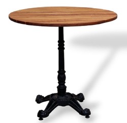 Casa Padrino Industrial Style Garden Dining Table Dark Brown / Black 70 x H. 76 cm - Round Garden Table with Solid Wood Table Top - Industrial Style Restaurant & Garden Casa Padrino Industrial Style Garden Dining Table Dark Brown / Black 70 x H. 76 cm - Round Garden Table with Solid Wood Table Top - Industrial Style Restaurant & Garden