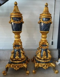 Magnificent baroque decorative vases set gold black