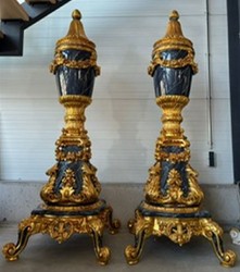 Magnificent baroque decorative vases set gold black