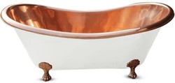 Baignoire autoportante rétro Art Nouveau de luxe cuivre blanc