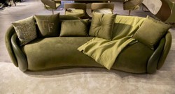 Gebogenes Luxus Wohnzimmer Sofa Grün Dunkelgrün