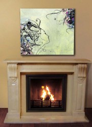 Luxus Barock Marmor Kamin Elektrokamin Creme
