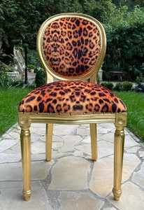 Luxus Barock Esszimmer Stuhl Leopard Gold