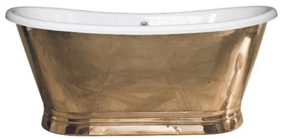 Freistehende Luxus Jugendstil Retro Kupfer Badewanne Gold Weiß