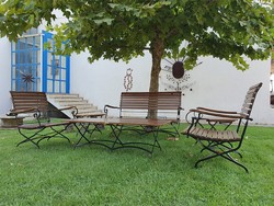 Casa Padrino Art Nouveau garden furniture set dark brown / black - 1 coffee table 1 seat 2 chairs 2 side tables - Baroque & Art Nouveau Gastronomy & Garden Furniture Casa Padrino Art Nouveau garden furniture set dark brown / black - 1 coffee table 1 seat 2 chairs 2 side tables - Baroque & Art Nouveau Gastronomy & Garden Furniture