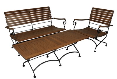 Casa Padrino Art Nouveau garden furniture set dark brown / black - 1 coffee table 1 seat 1 chair - Baroque & Art Nouveau Gastronomy & Garden Furniture Casa Padrino Art Nouveau garden furniture set dark brown / black - 1 coffee table 1 seat 1 chair - Baroque & Art Nouveau Gastronomy & Garden Furniture