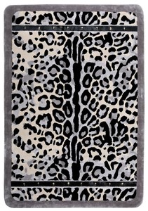 Alfombra rectangular de lujo leopardo gris crema negro