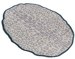 Tapis de luxe ovale au design léopard gris crème noir