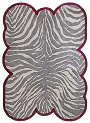 Luxus Viskose Teppich mit Zebra Design Grau Creme Rot