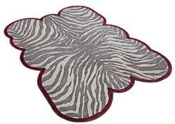 Luxus Viskose Teppich mit Zebra Design Grau Creme Rot