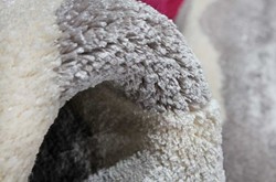 Luxus Viskose Teppich mit Zebra Design Grau Creme Rot