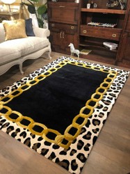 Alfombra de lujo rectangular con diseño de leopardo multicolor