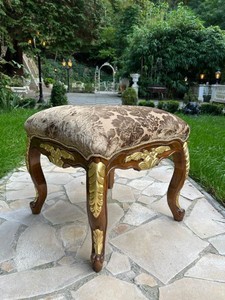 Pompöös by Casa Padrino Luxus Barock Sitzhocker Braun / Gold - Pompööser Barock Hocker designed by Harald Glööckler - Pompööse Barock Möbel
