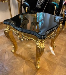 Casa Padrino tavolino barocco di lusso in legno massello nero / oro - Magnifico tavolo di lusso in stile barocco - Mobile da soggiorno barocco di lusso