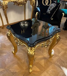 Casa Padrino tavolino barocco di lusso in legno massello nero / oro - Magnifico tavolo di lusso in stile barocco - Mobile da soggiorno barocco di lusso