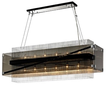 Casa Padrino lampadario di lusso argento / nero / bronzo scuro 126,4 x 31,8 x A. 44,5 cm - Lampadario soggiorno - Qualità di Lusso