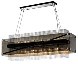 Casa Padrino lustre de luxe argent / noir / bronze foncé 126,4 x 31,8 x H. 44,5 cm - Lustre de salon - Qualité de Luxe