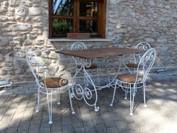 Mesa de comedor de jardín mesa de jardín Art Nouveau marrón oscuro blanco